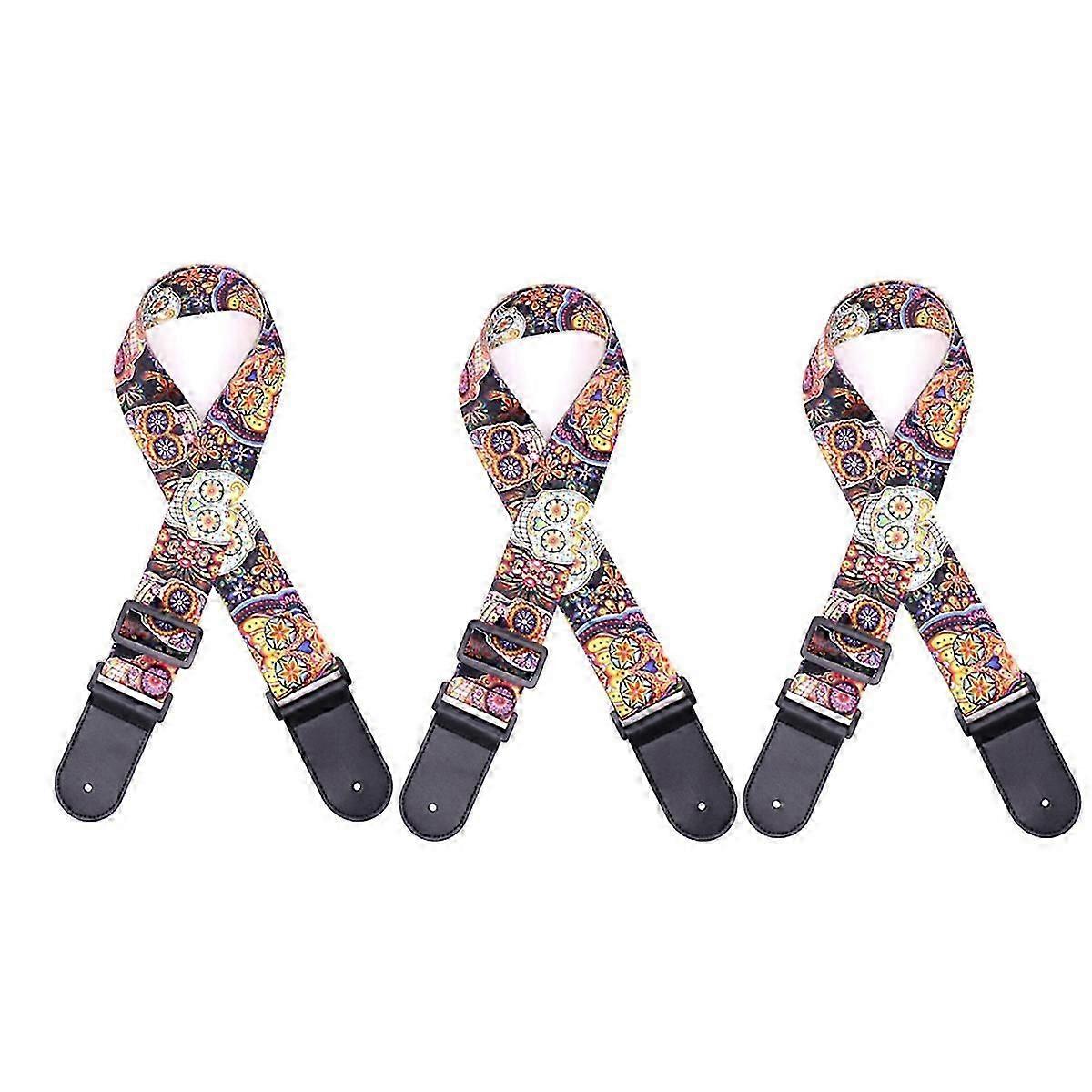Skull Läder Nylon Fluorescerande Tryck Folk Gitarr Rem För Elektrisk / Akustisk Gitarr