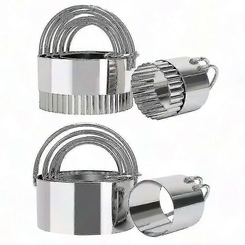 Round & Pattern Pastry Cutter Set, Fluted Edge Cookie & Scone Cutters for Baking