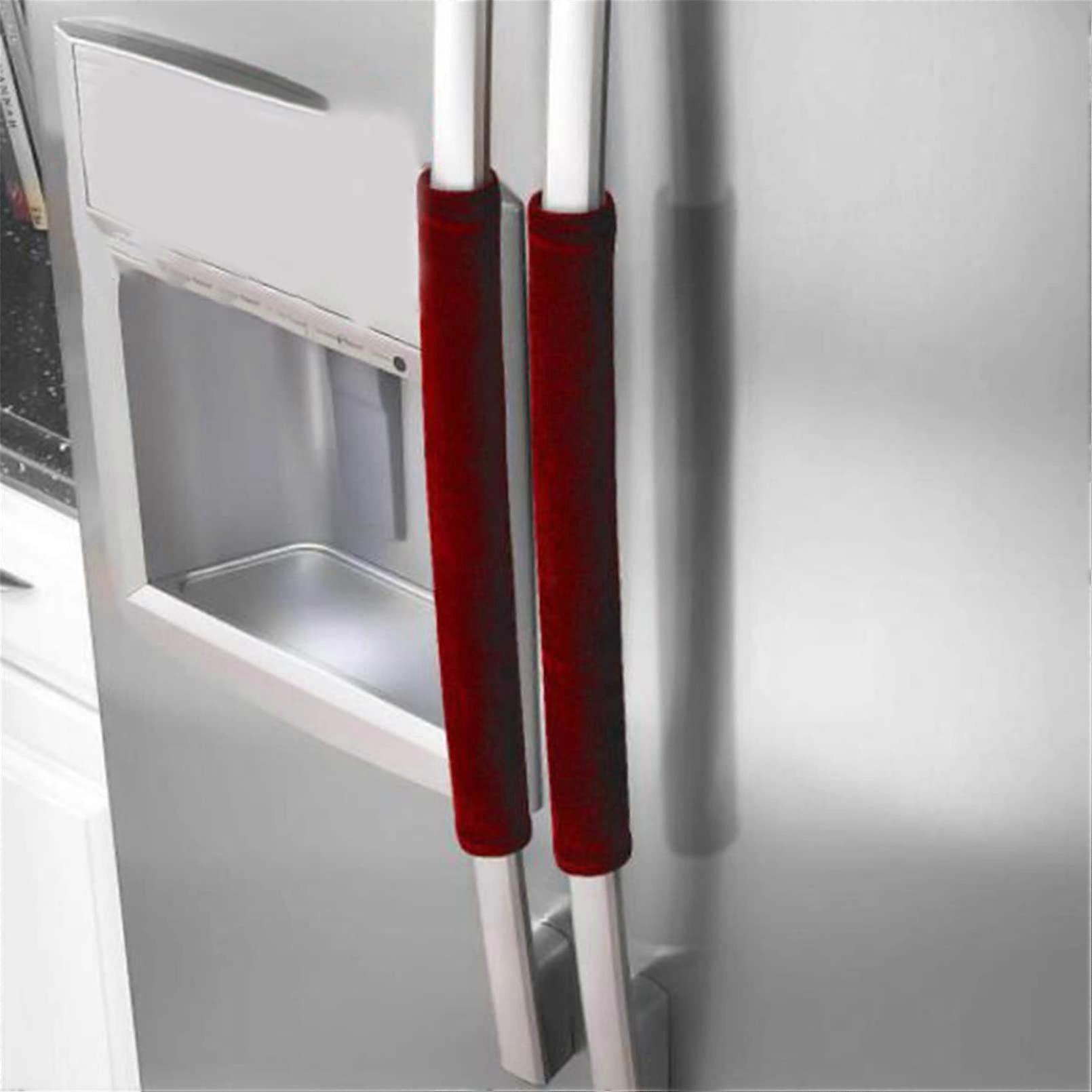 2 Pcs Refrigerator Door Handle Covers Anti Dirty Fridge Handle Protector Antiskid Red For Refrigerator And Oven