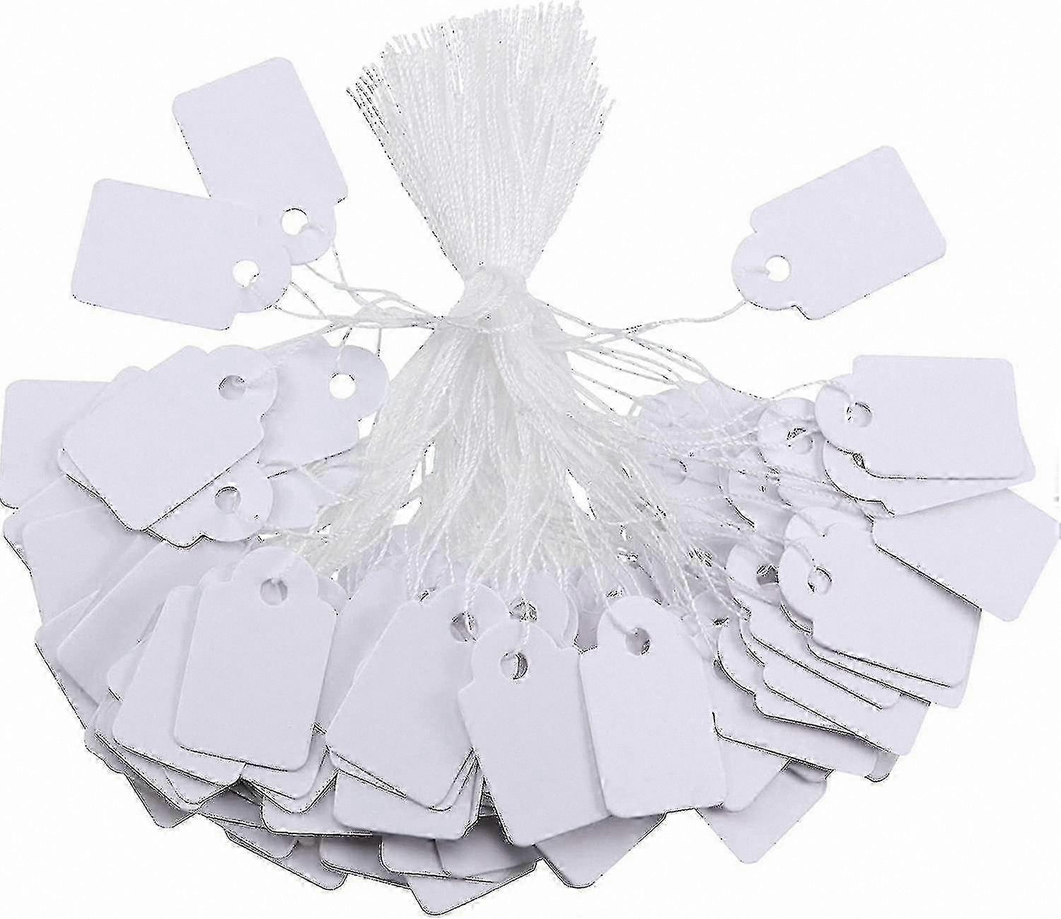 500 White Hanging Tags with String for Labeling and Display Purposes