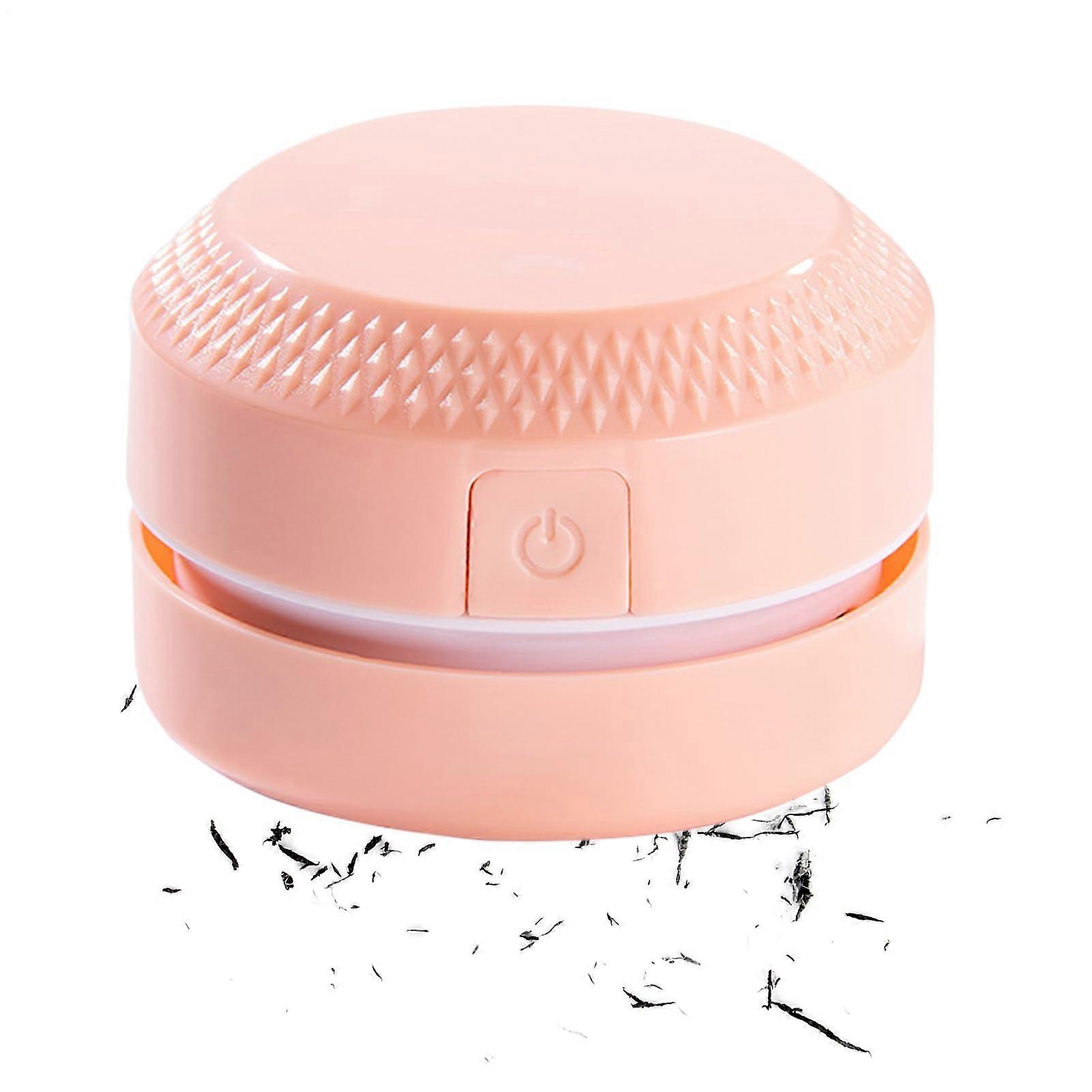 Desktop Vacuum Cleaner for Small Tables, Portable Pink Robot Dust Collector, Low Noise Crumb Sweeper for Desks and Craft Tables