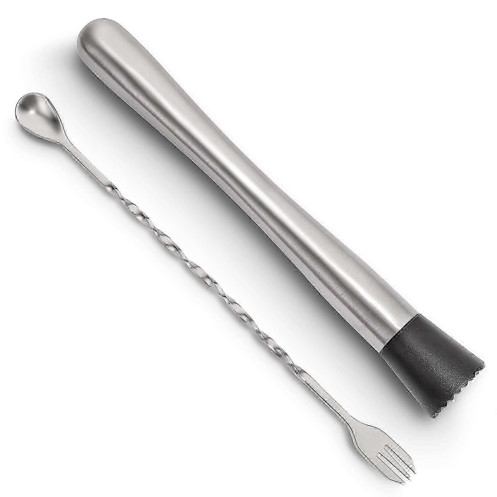 8 polegadas de aço inoxidável Cocktail Muddler e Mixing Spoon Home Bar Tool Set