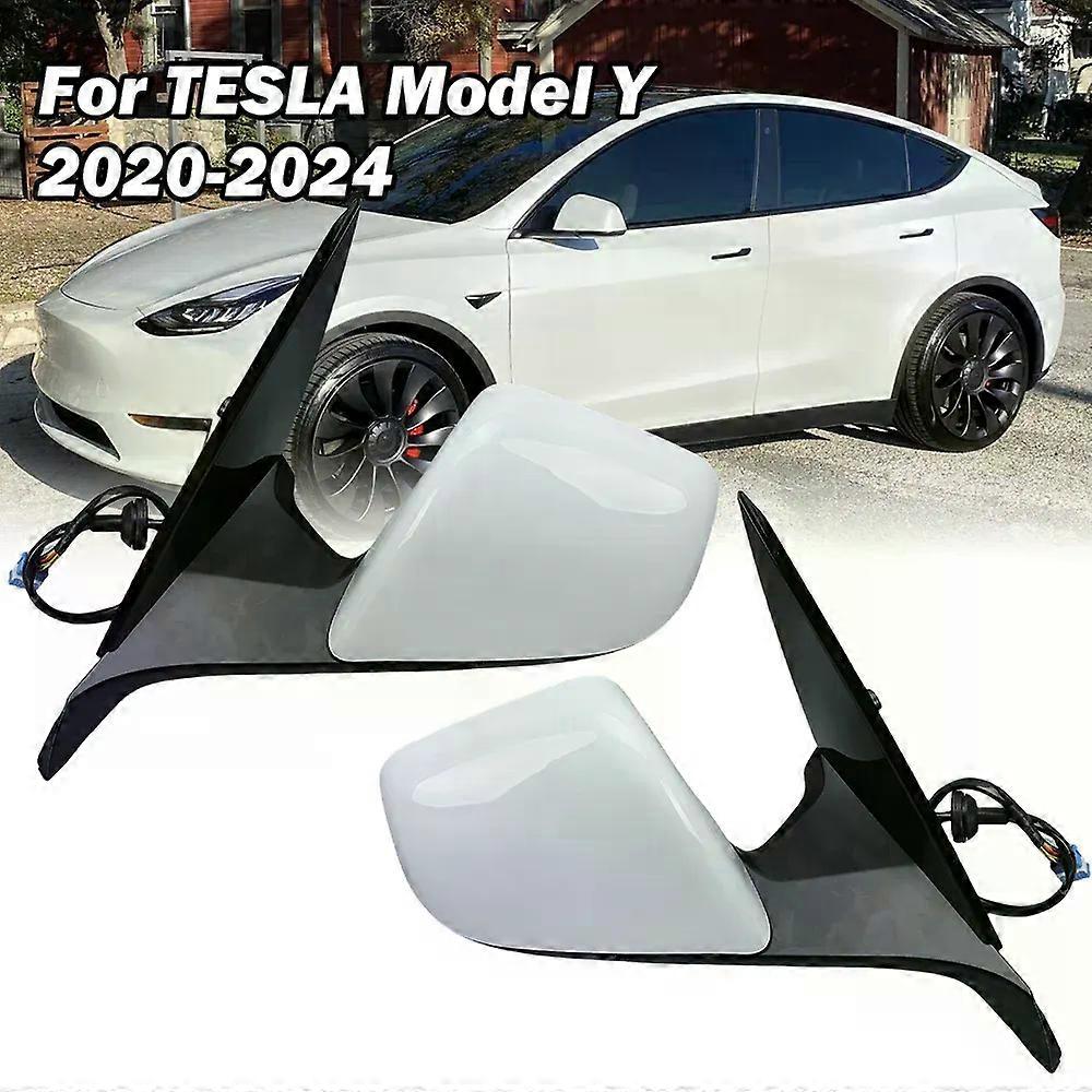 13 Pins Rearview Wing Mirror Assembly For Tesla Model Y 2020 2021-2024 With Flap Without Label White Door Mirror Car Accessories
