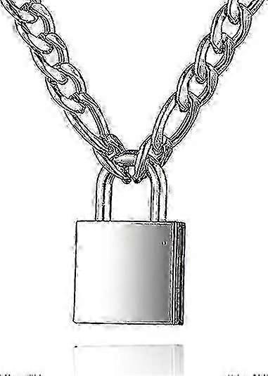 Collana lucchetto catena di blocco in acciaio inossidabile per uomini donne argento