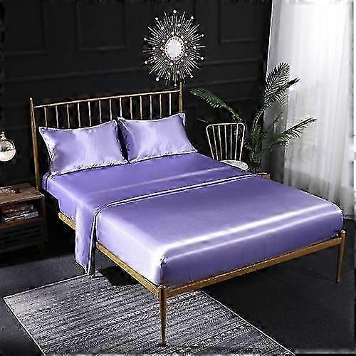 Satin Fitted Sheet Queen Size Solid Home King Size Bed Sheet Set So...