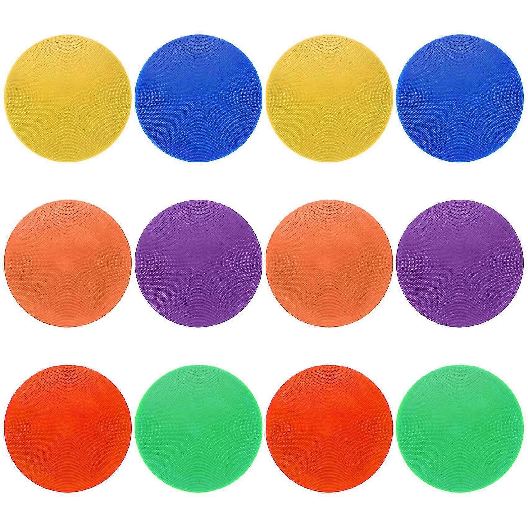 12Pcs Colored Spot Marker Non-Slip Agility Markers Flat Cones Dots for Football Basketball Training Dance Practice