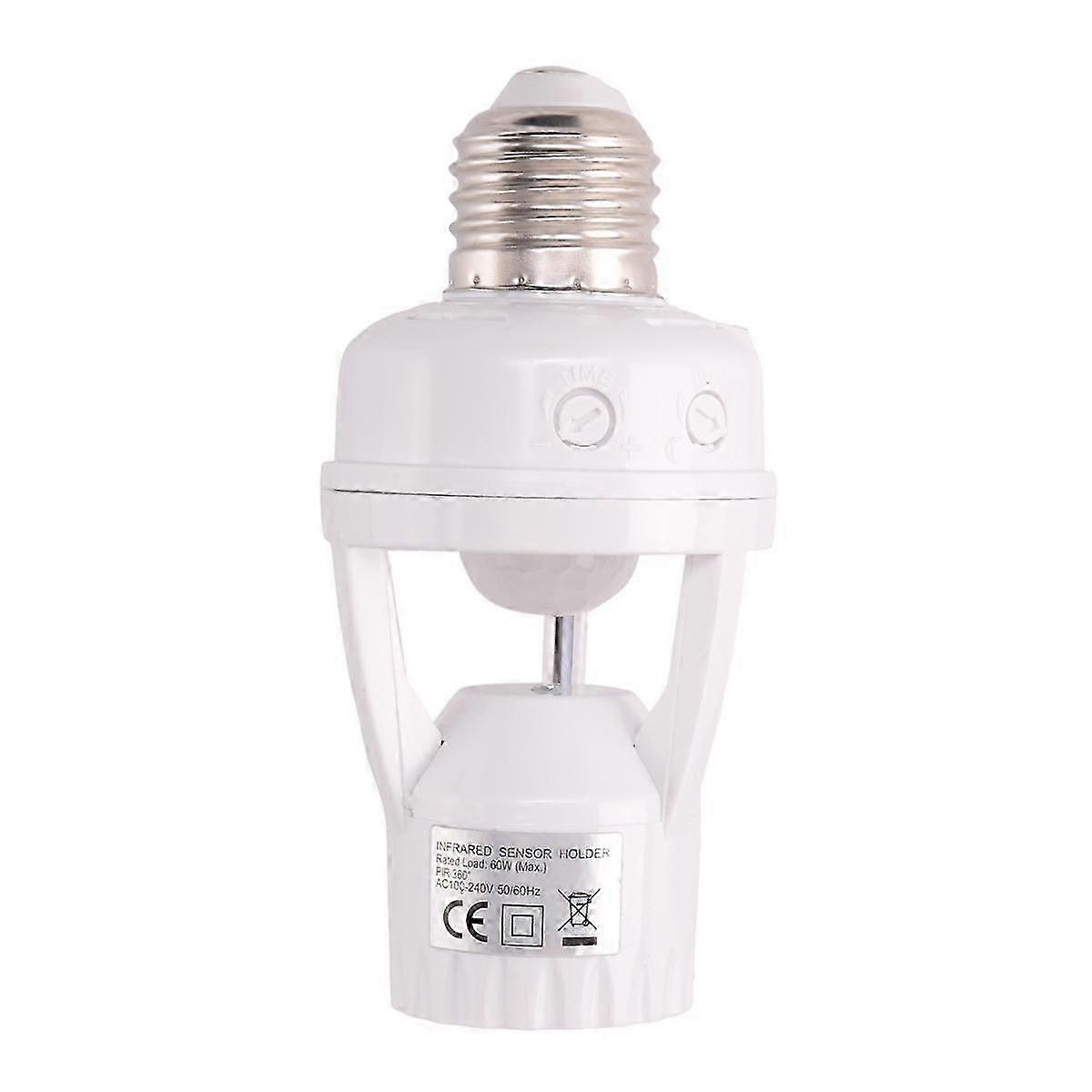 E27 LED 220V Screw Light Bulb Holder LED PIR Infrared Motion Sensor Lamp with Switch Socket Identify E27 Motion Sensor