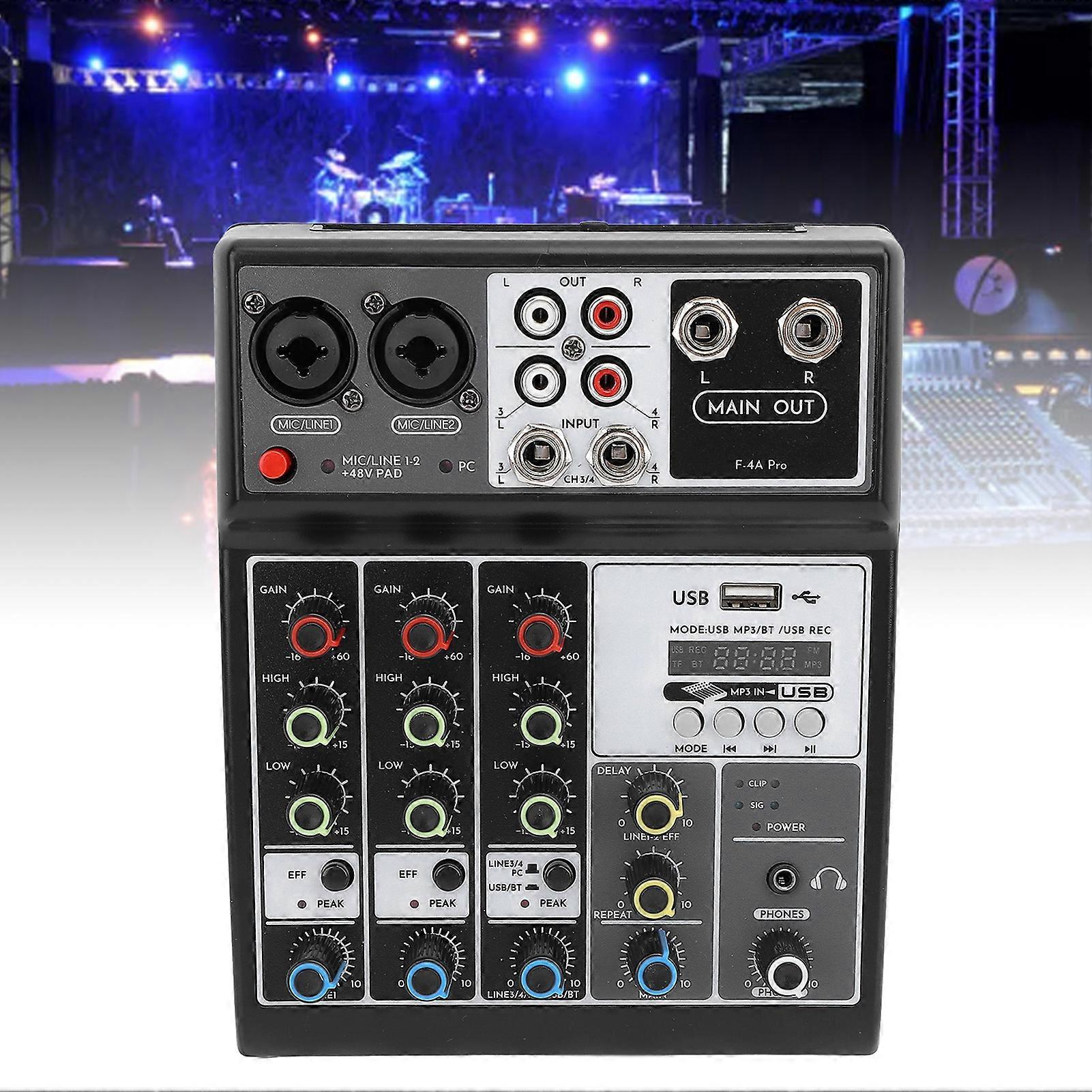 Digital Sound Mixer 4-Channel Mini Console 100-240V UK Plug