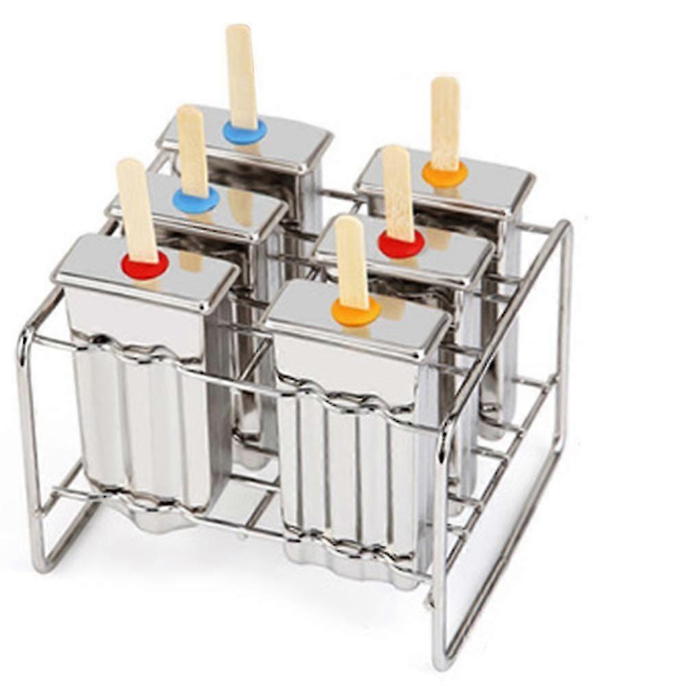 6 grid de aço inoxidável Diy Ice Cream Mould Ice Cube Home Picolé