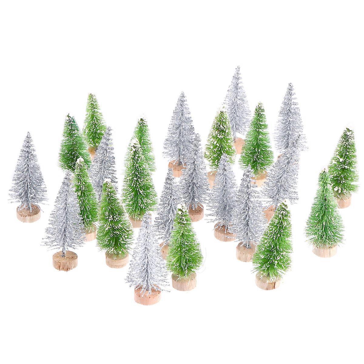 Artificial Mini Christmas Trees with Wooden Base for Decoration Use Look Realistic and Interesting 24 Pieces