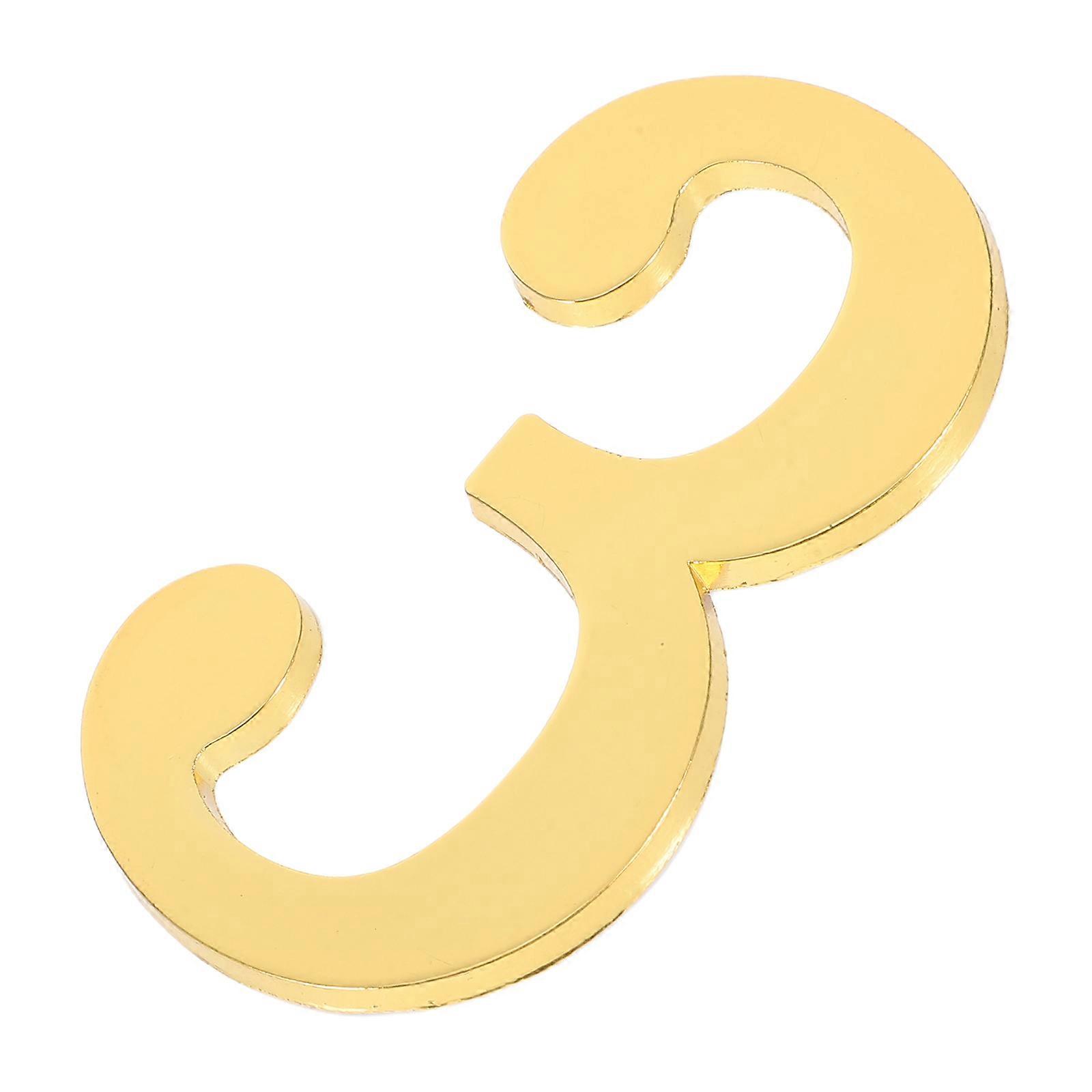 Golden Zinc Alloy Self Adhesive Door Number Sign for Home Office Easy Installation Durable Design 2.5 x 5 Inches