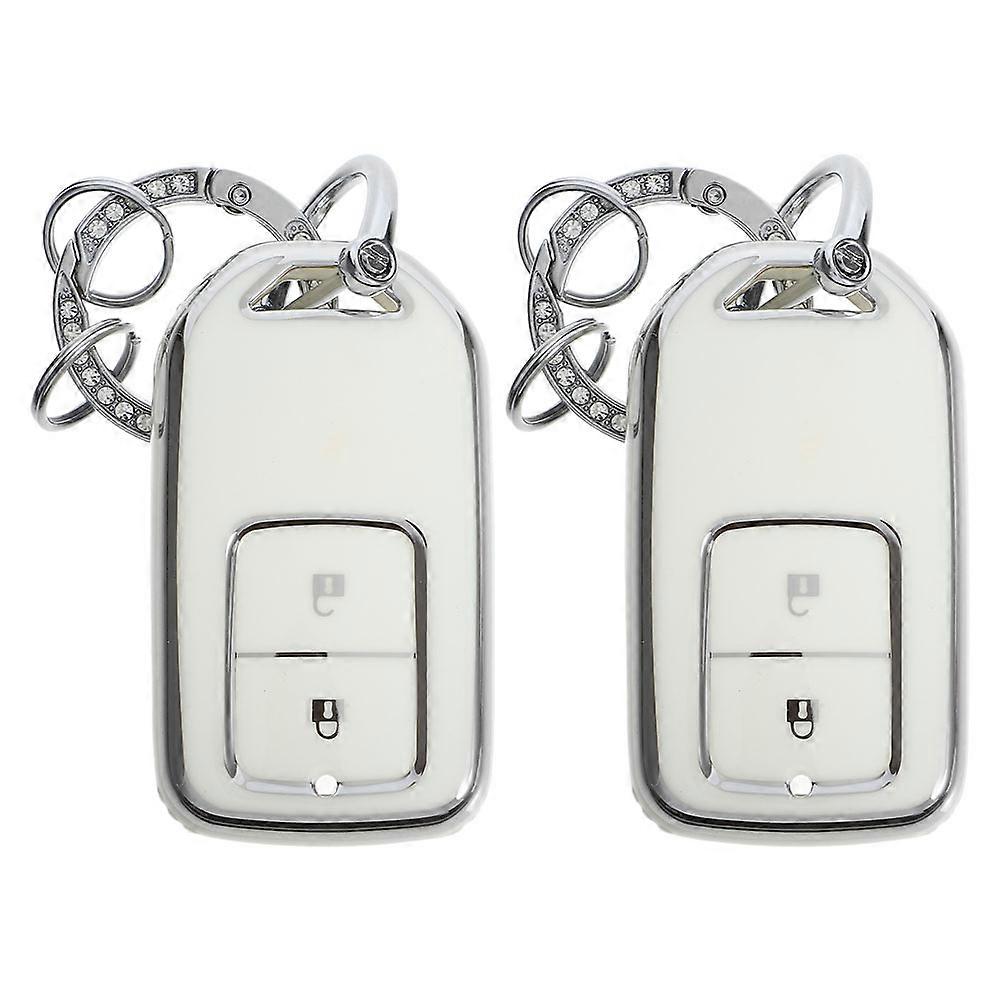 Automotive Key Fob Cover Car Key Case Protector 2Pcs White Tpu Material