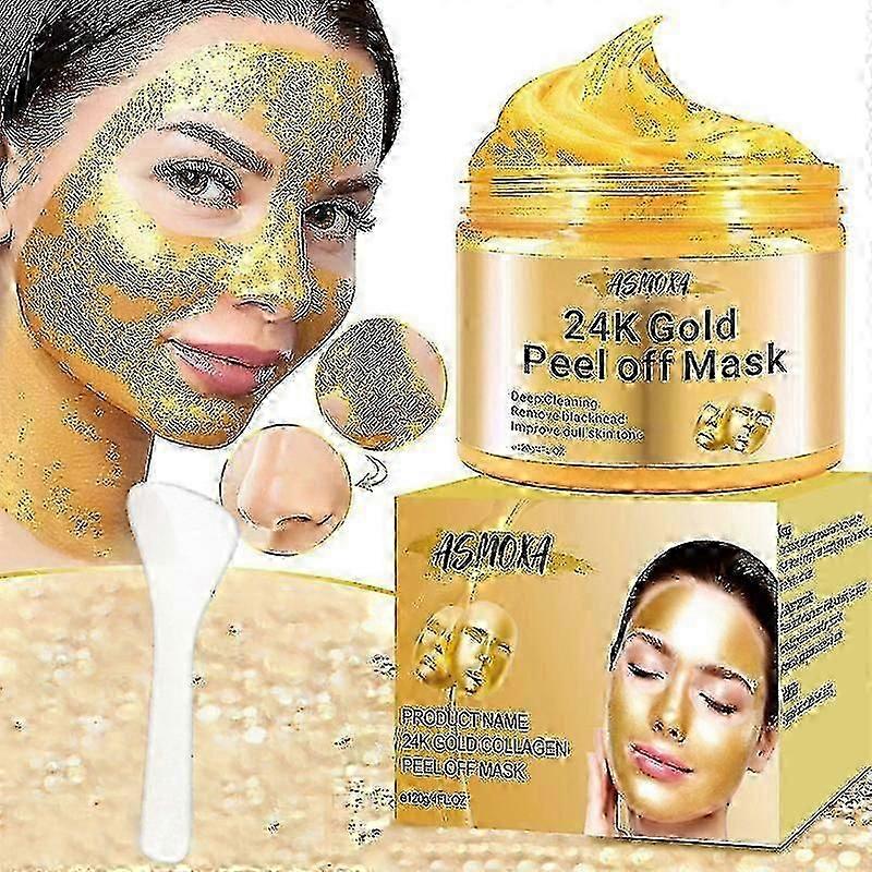 24k Gold Peel Off Face Mask, 24k Gold Face Mask, Anti Wrinkle, Firming & Brightening Treatment for All Skin Types
