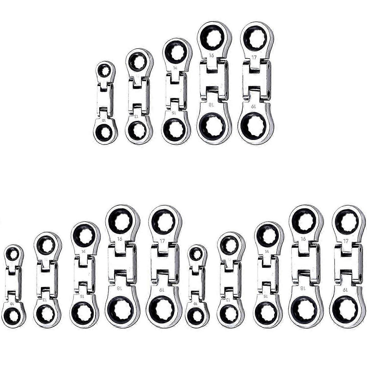 Flex-Head Stubby Ratcheting Combination Wrench Set, Mini Wrench Set