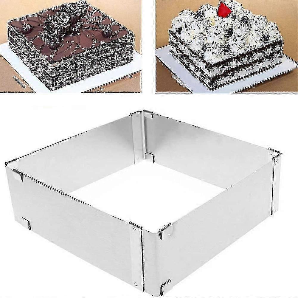 Stainless Steel Cake Ring Square Cake Mousse Mold Ring Cutter, Adjustable From 15cm To 28cm