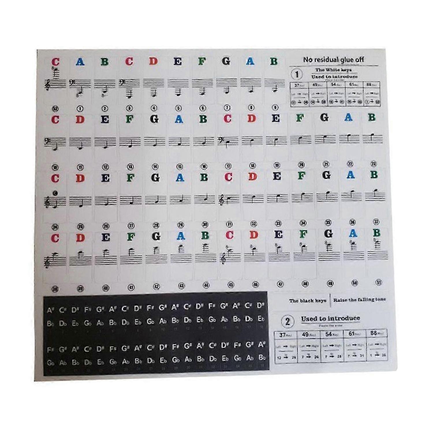 Multicolor Piano Keyboard Stickers, Bold Letter Piano Stickers, Very Suitable for Children to Learn Piano