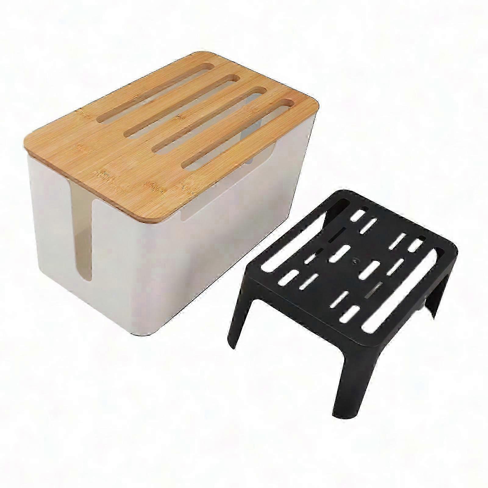 Cable Management Box with Bamboo Lid for Wire Organization Edition 0915