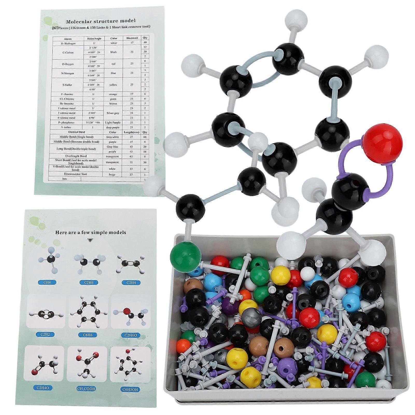 267 Pcs Molecular Organic Inorganic Structure Kit Atom Link Model Set para o aluno professor