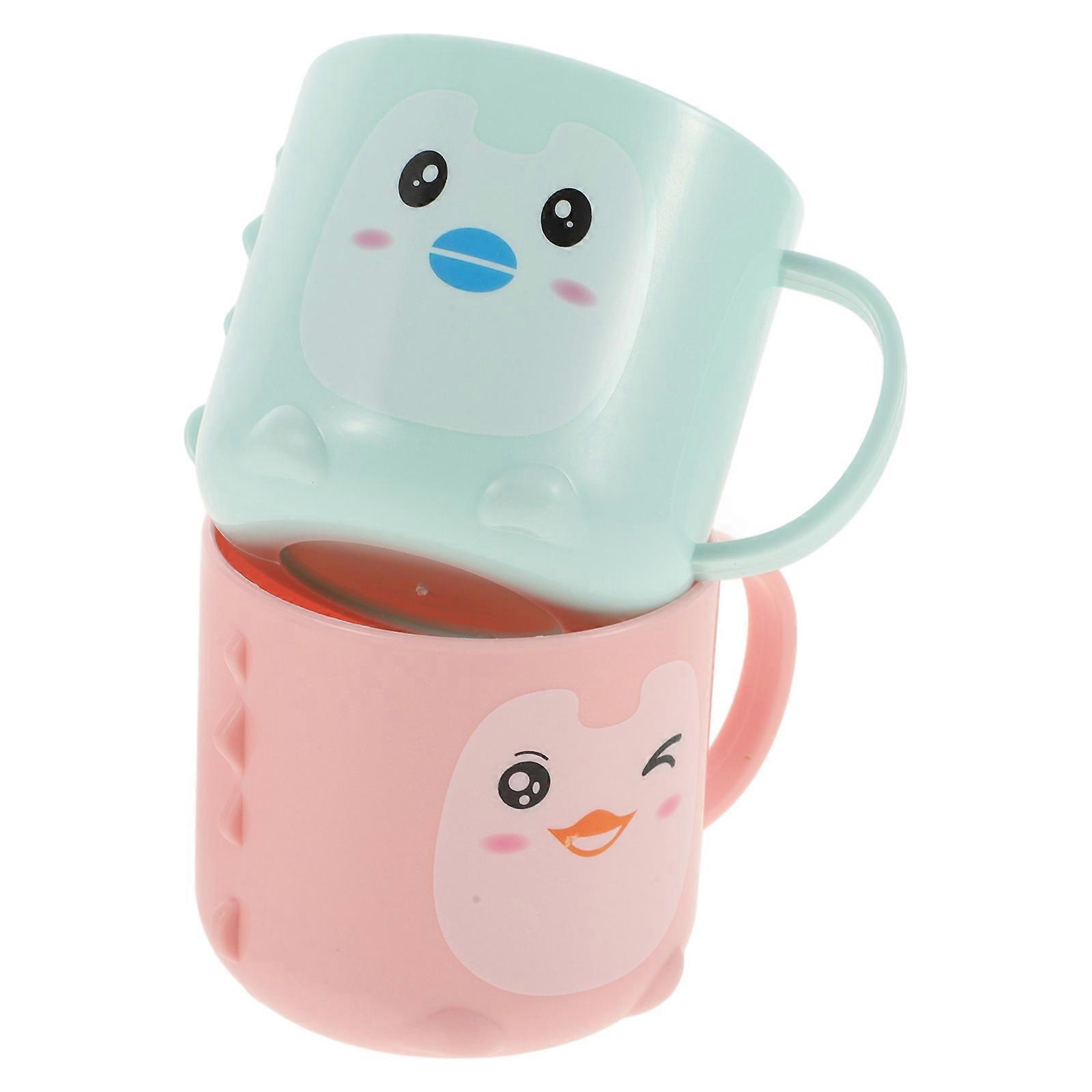 Portable Toothbrush Cups for Mouth Wash Bathroom Use 2Pcs Assorted Color