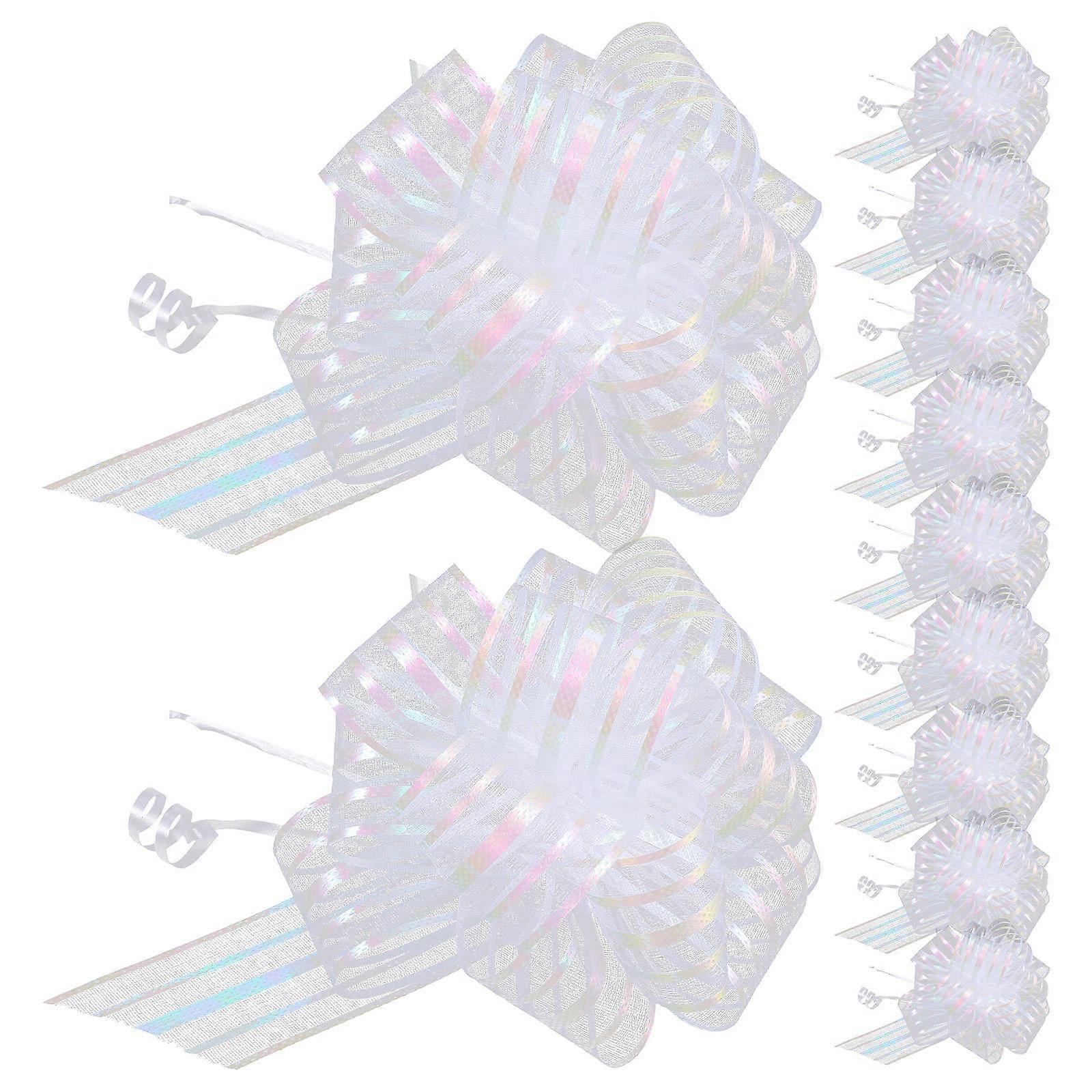 Chiffon Gift Bows 20Pcs White Pull Bows for Gift and Decorative Wrapping Use with Bulk Value