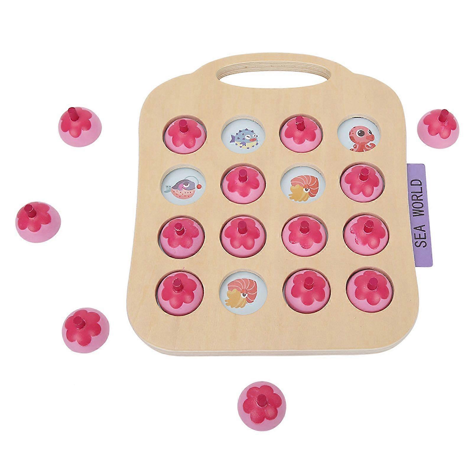 Wooden Pairing Game Puzzle Toys Memory Chess Parent child Interactive Educational Toy (Pink)