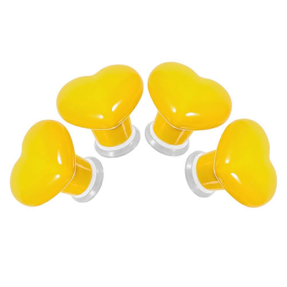 Yellow Ceramic Toilet Button Pusher Heart Shape Flush Aid 16Pcs Set
