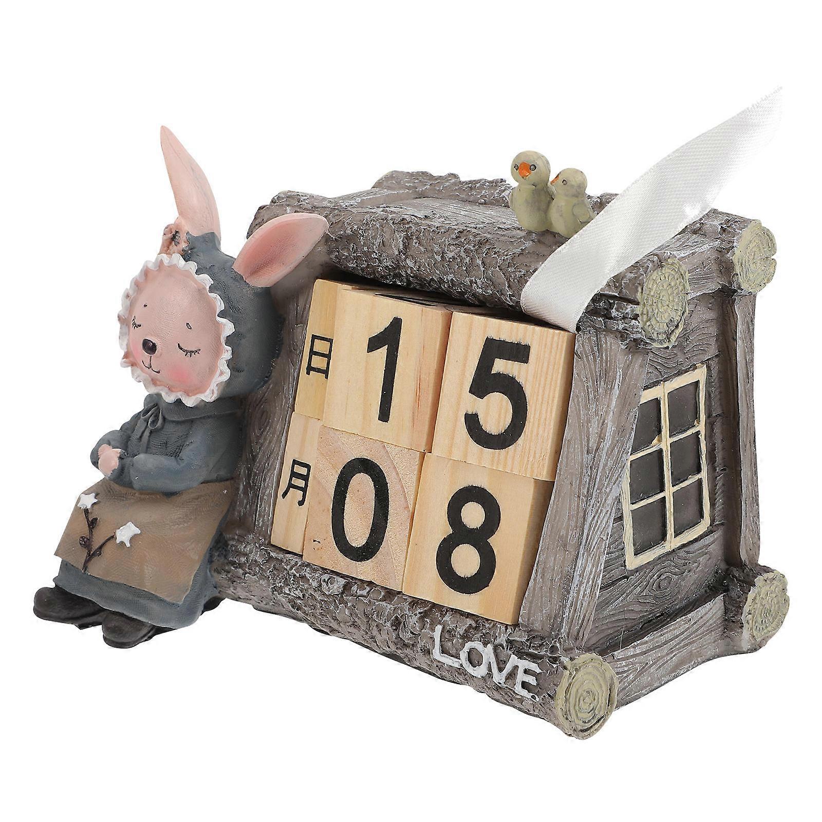 Rustic Calendar Decor for Home Use 3Pcs Wooden Desktop Block Calendar
