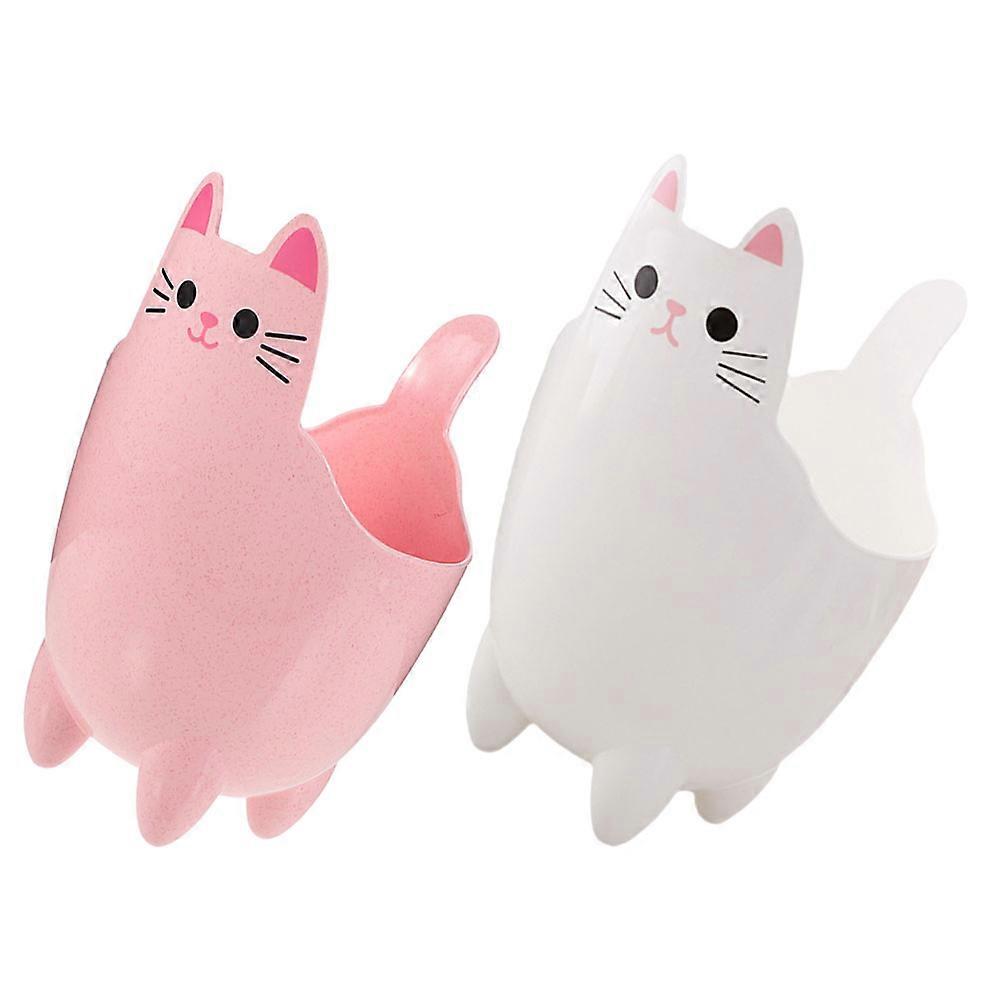 Table Trash Can Cartoon Cat Design for Desktop Use 2Pcs Storage Organizer