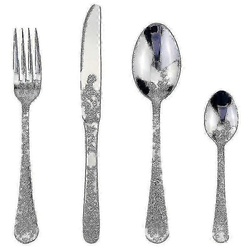 Set di 4 pezzi di posate occidentali in acciaio inox con rivetti in resina elegante classico