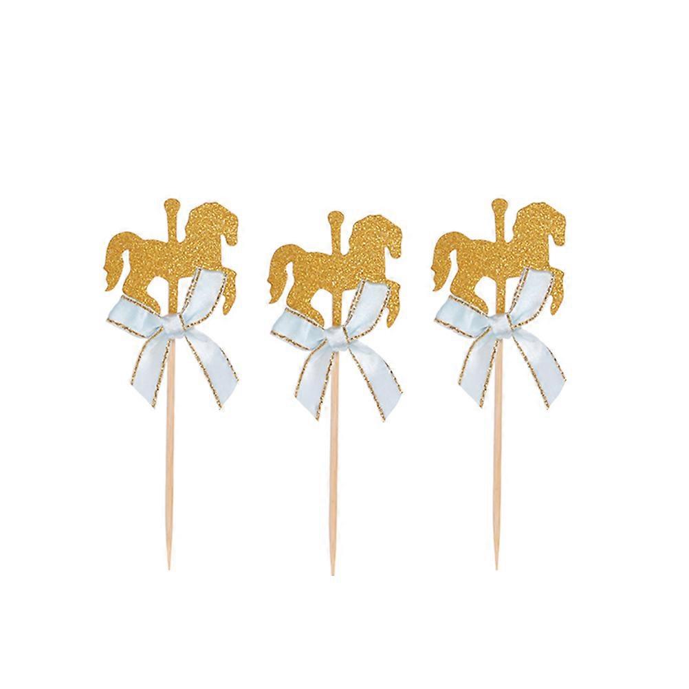 Carousel Cake Picks for Birthday Cupcake Decoration Use 30Pcs Blue
