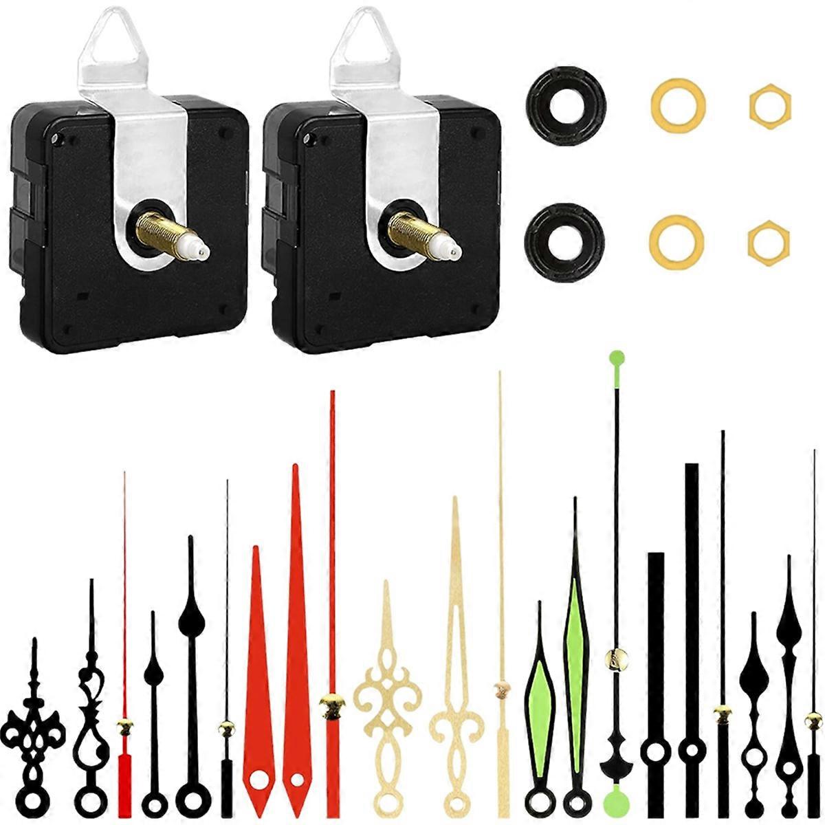 2 Pcs Quartz Clock Movement with 7 Set Hands Contains Luminous Hands