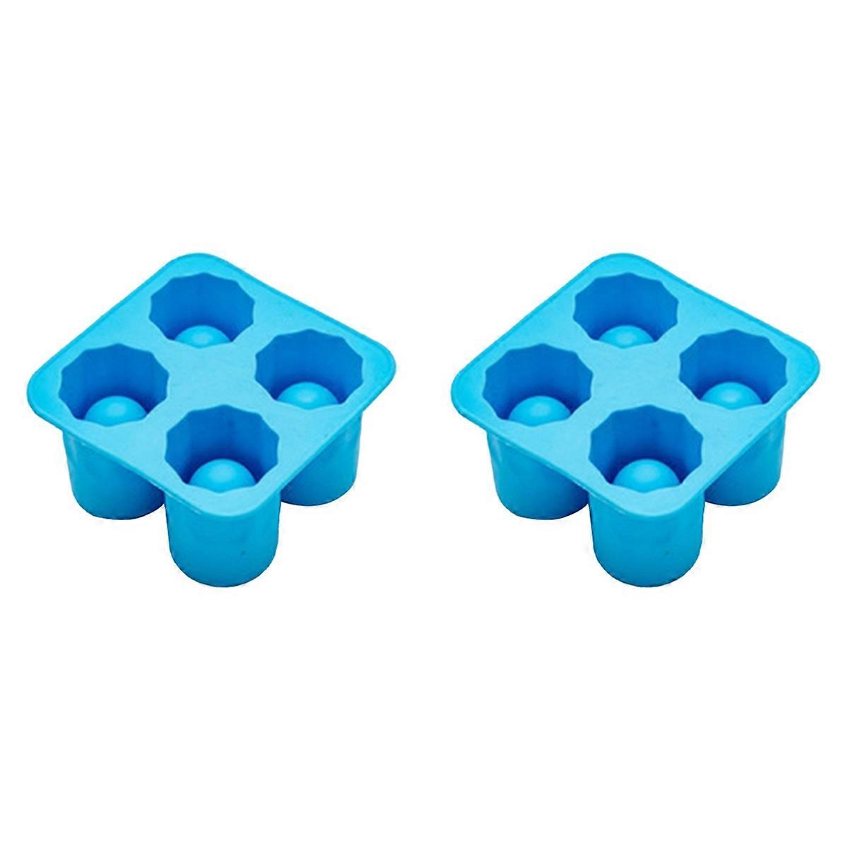 4 Cup Shape Silicone Mold Ice Mould Tray Blue