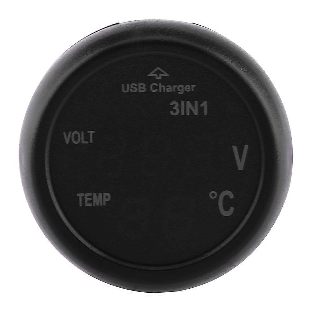 Voltmeter, Thermometer, Cigarette Lighter, USB Car Charger (Green, Red)