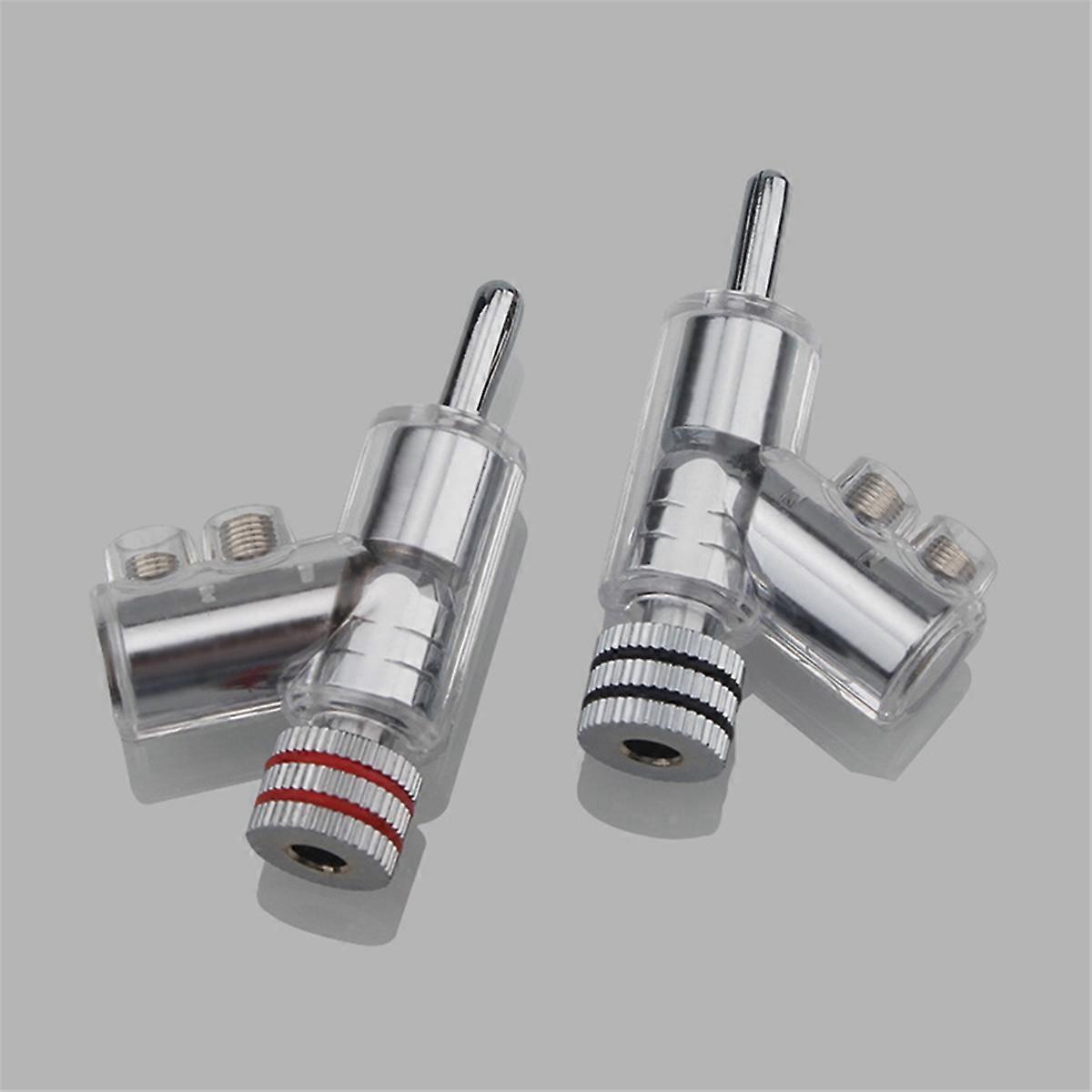 2Pcs Self-Locking Banana Plug Y-Shaped Adapter Rhodium Plated