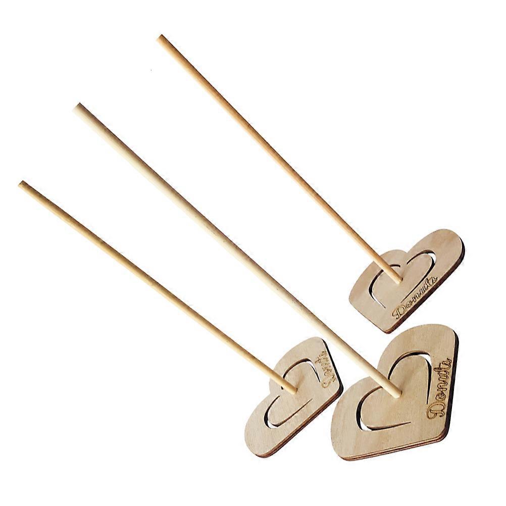 Heart Shape Donuts Rack Stand Wooden Doughnut Display Holder Light Brown 30x13cm Serve Donuts 3Pcs