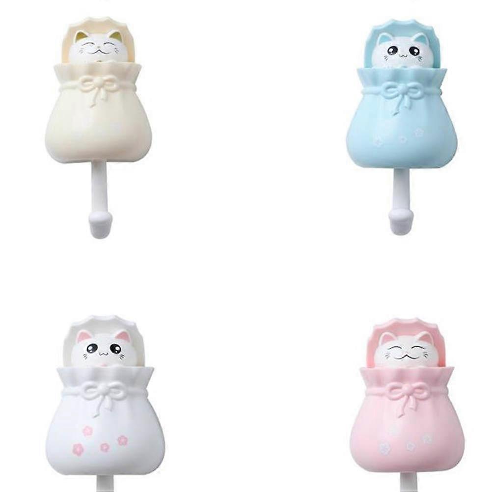 ABS Material Cat Coat Hooks Self Sticking Hooks for Storage Solution in Living Room Sky Blue 1Pcs