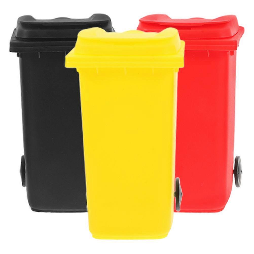 Multifunctional Plastic Garbage Bin Pen Holder Decorative Desk Storage 3Pcs