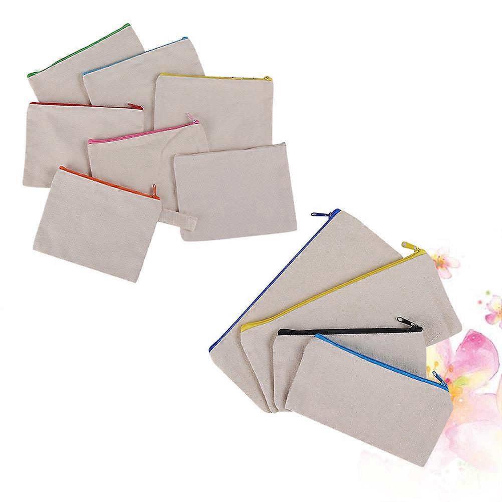 Canvas Zipper Bag for Kids Use Pencil Case 10Pcs Multifunction Storage
