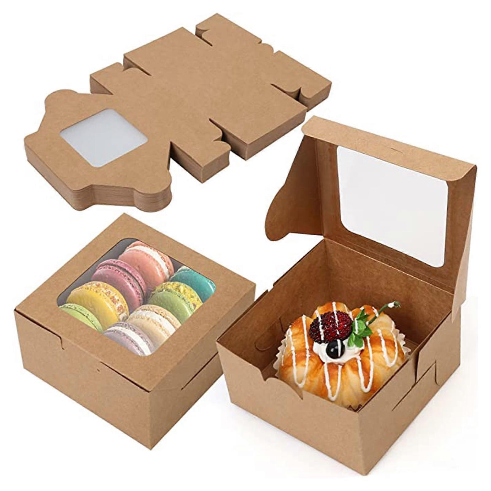 Cookie Treat Boxes - Bakery Boxes with Window Displays for Cookie, Pastry, Dessert, 10 Pack