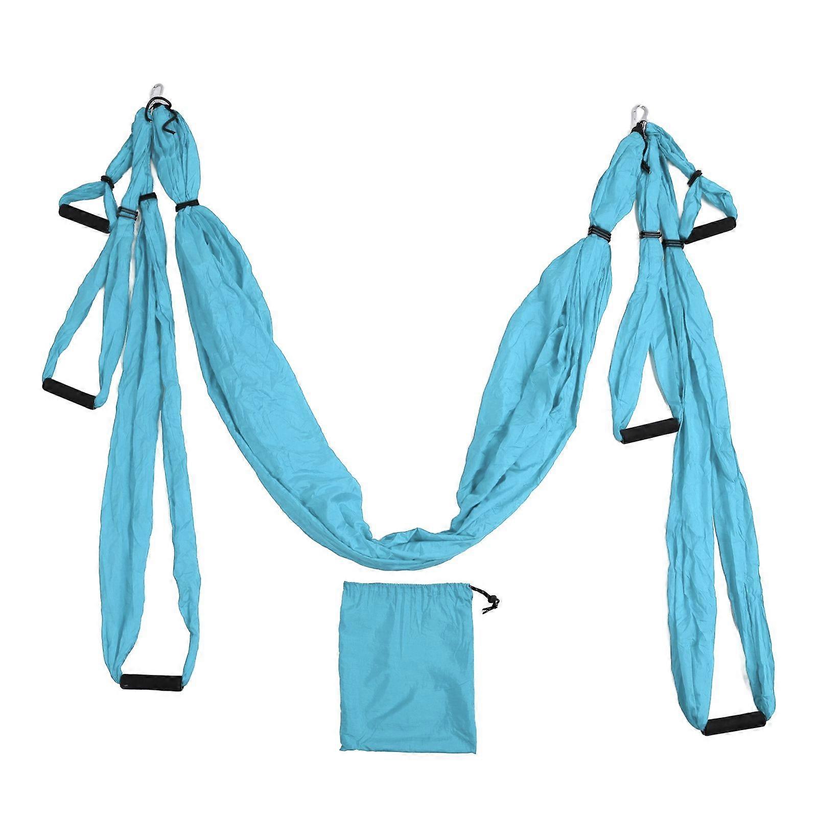 Aerial Yoga Swing Set Polyester Cotton Adjustable Improve Flexibility Yoga Hammock for Physical Exercise Lake Blue