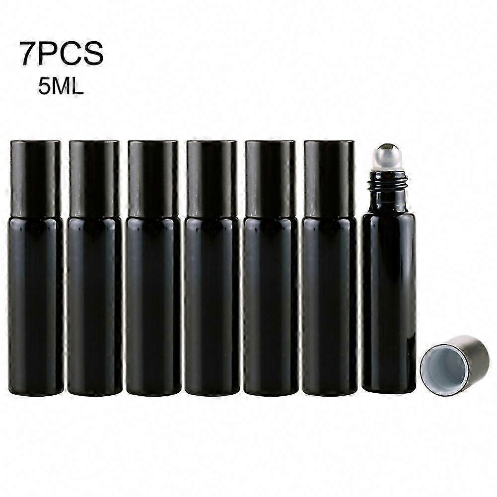 7pcs Refillable Glass Perfume Roller Bottles, 5ml Essential Oil Roll On, Portable Lightweight Empty Bottles for Travel