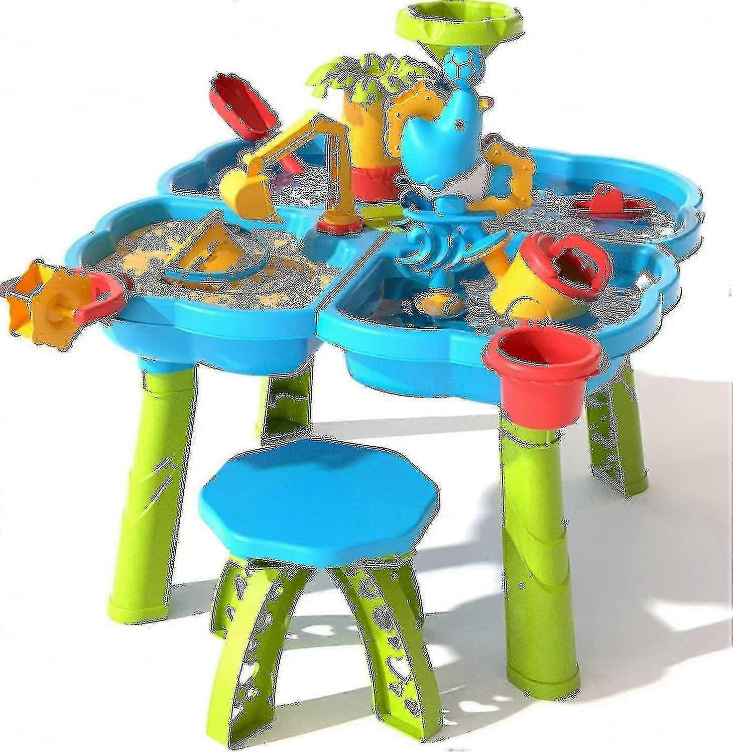 Sand And Water Table Toy For Kids, 4 In 1 Water Showers Pond Water Table | Kids Water Play Table, Activity Table Summer Outdoor Toy On Beach Backyard