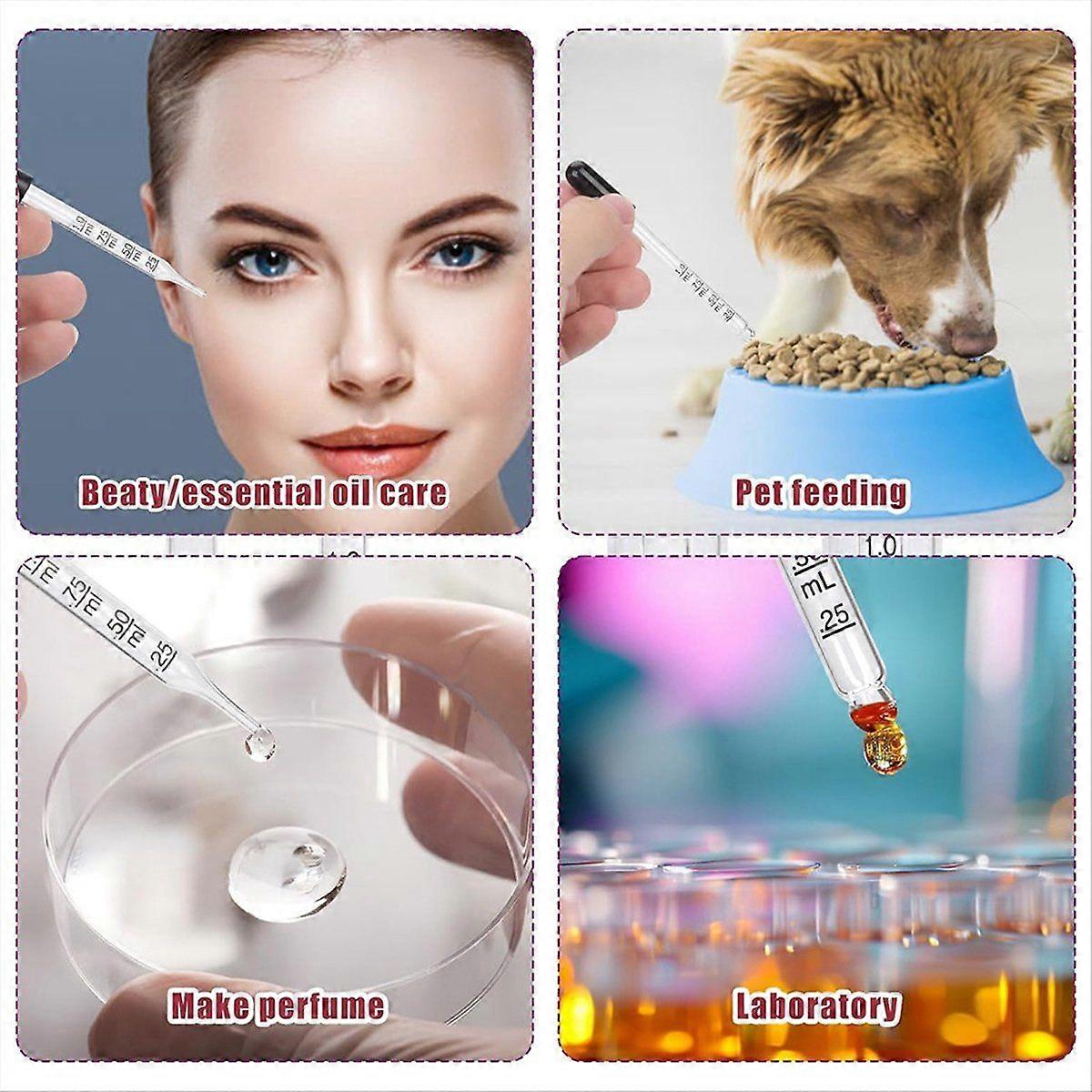 4pcs 1ml Dropper with 4pcs Bottle, Glass Dropper with Measurements