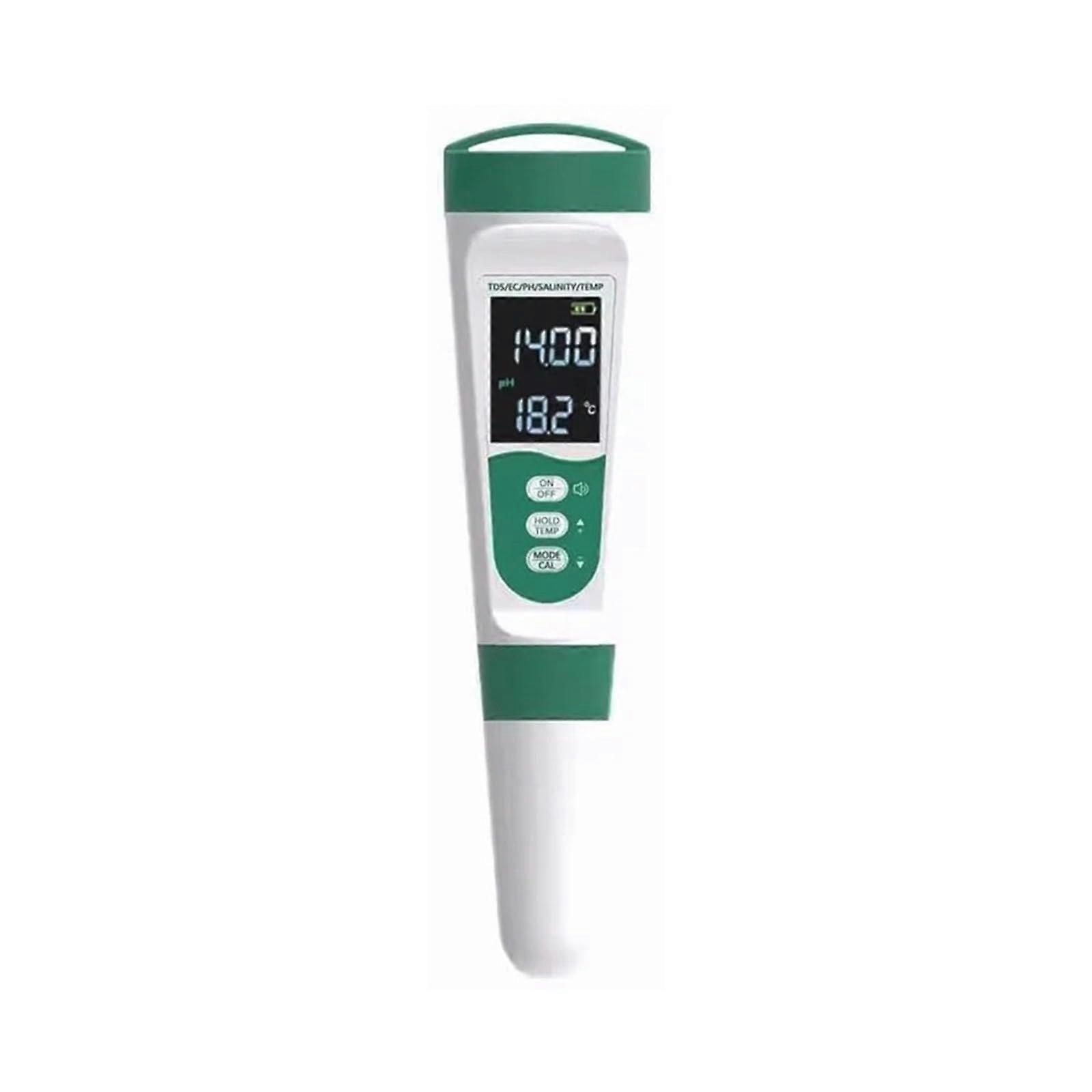Water Tester 5In1 PH EC TDS Salt Temp Meter For Drinking Water And Aquariums Pool Salt Tester