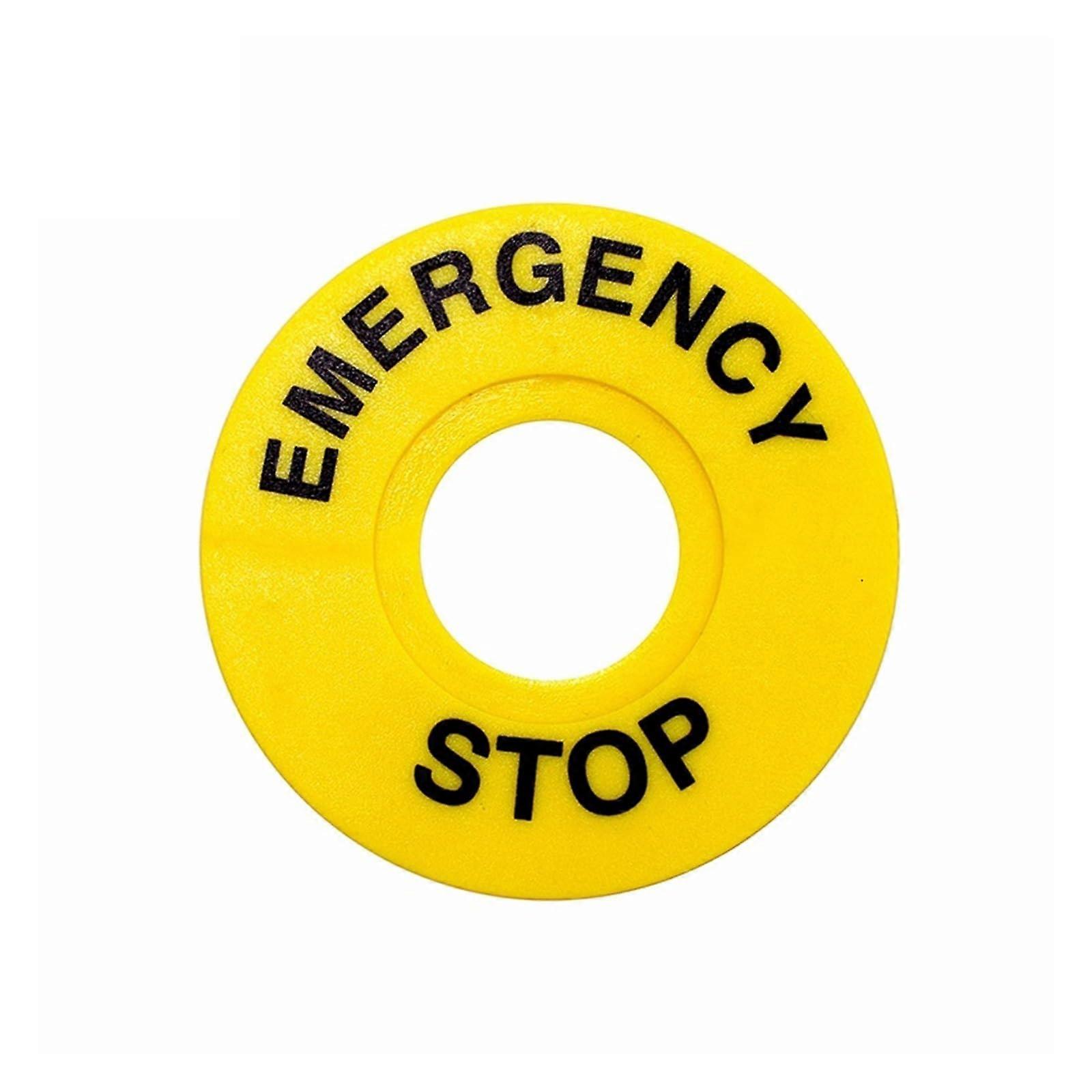 Emergency Stop Button ABS With Alarm Ring Yellow Sign, 60 Millimeter Outer Diameter, 22 Millimeter Opening, 10 Pcs Lot