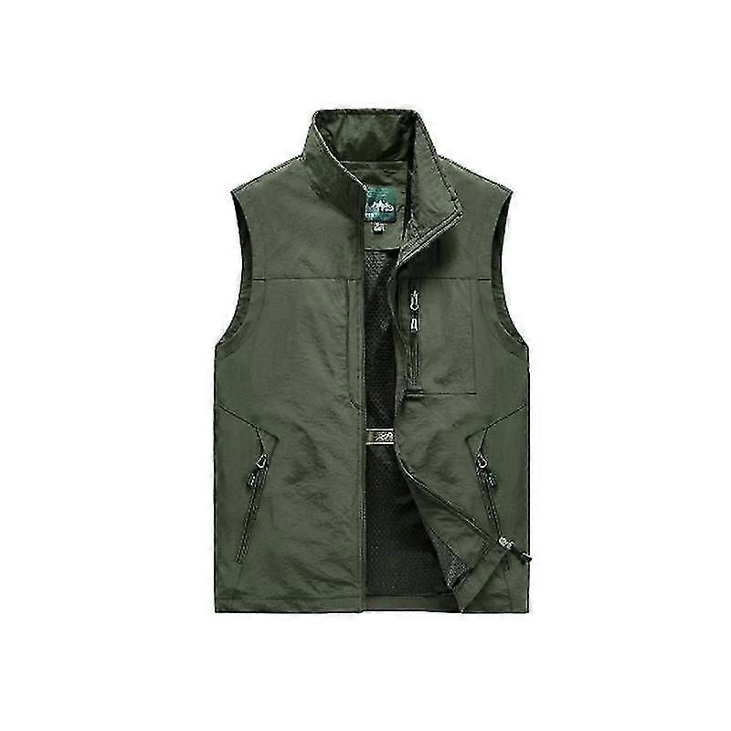 L Men Multi Pocket Classic Waistcoat Male Sleeveless Thin Spring Solid Jacket