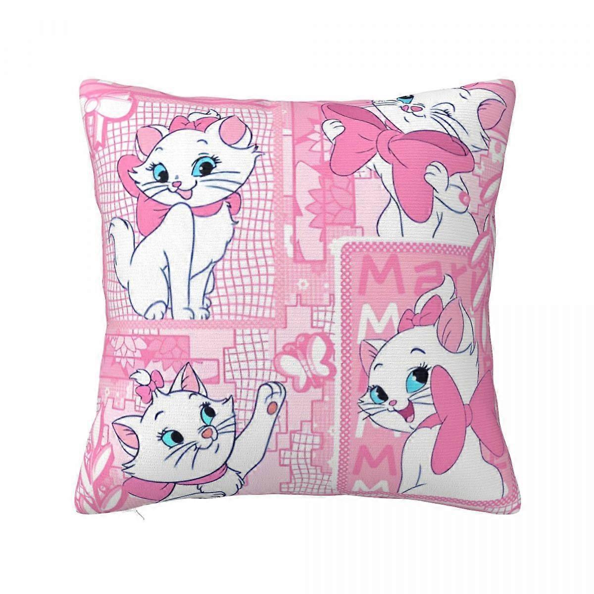 c968ピンクマリーキャットかわいい漫画おしゃれ猫枕カバープリントクッションカバーデコレーションスロー枕カバーリビングルームスクエアkjs968
