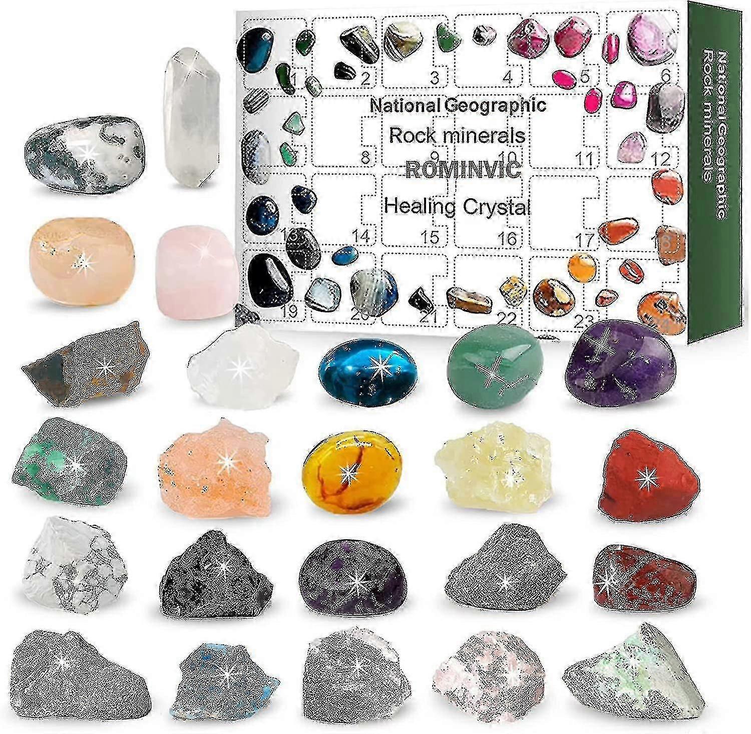 Rock Advent Calendar 2022,christmas Countdown Calendar-24 Days Ore,minerals, Gemstonescrystal,advent Calendar With 24 Gemstones To Open Each Day For