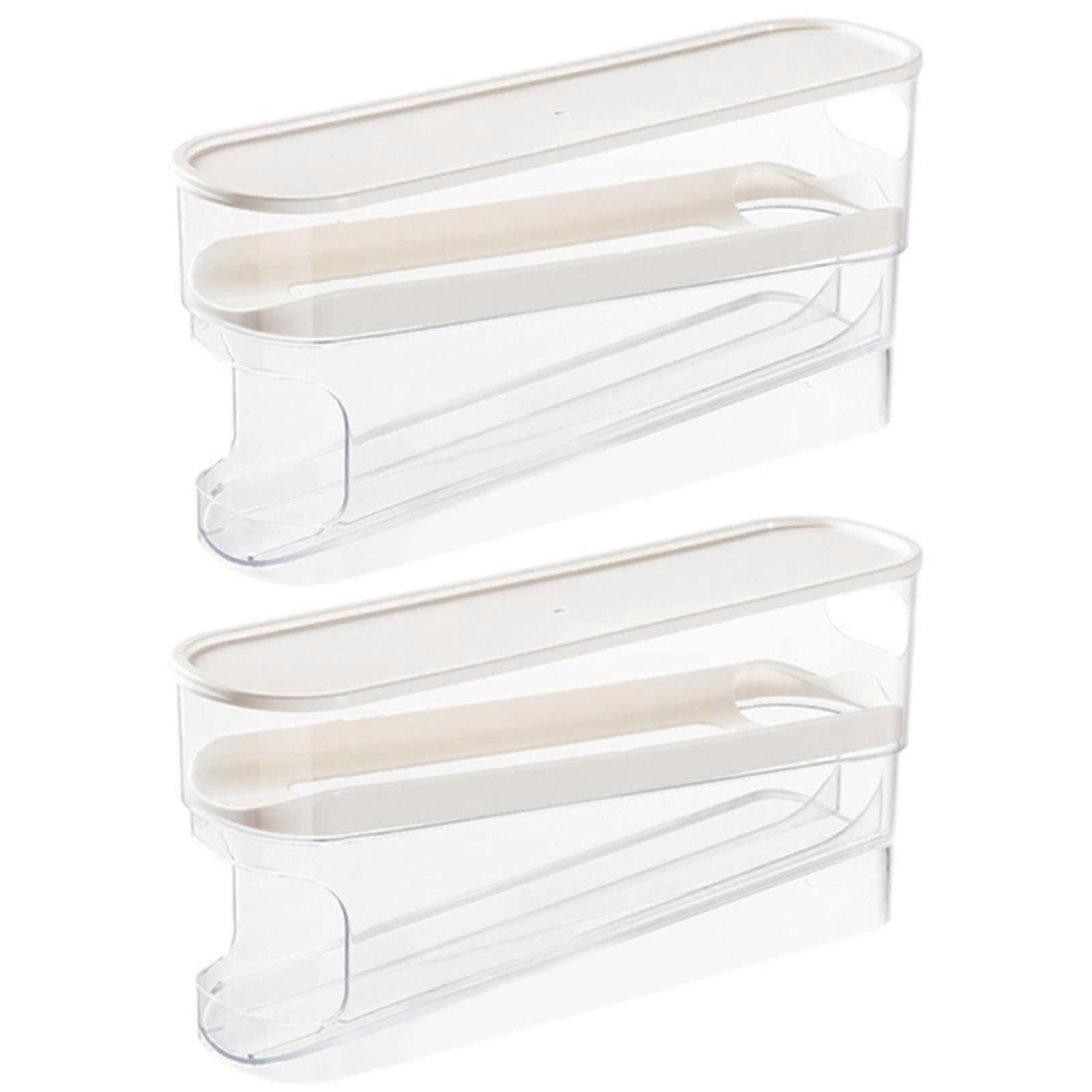 XIUH Egg Storage Box Compatible with Refrigerator - Automatic Rolling Egg Dispenser with Lid, Space-Saving Kitchen Tool