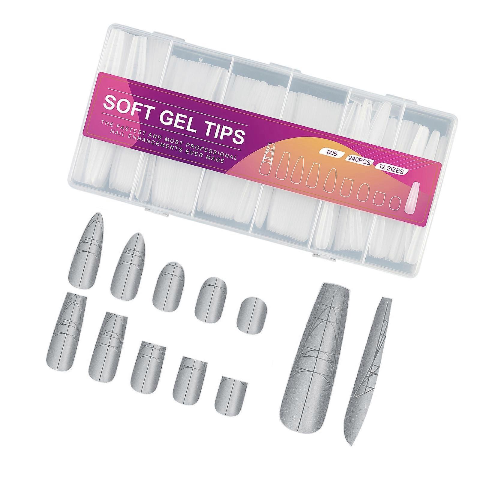 Nail Extensions Tips Set Pre Glued Artificial Nails Slim Design For Natural Nails Not Need Buffing Or Drilling Multicolor